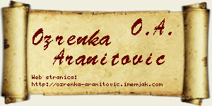 Ozrenka Aranitović vizit kartica